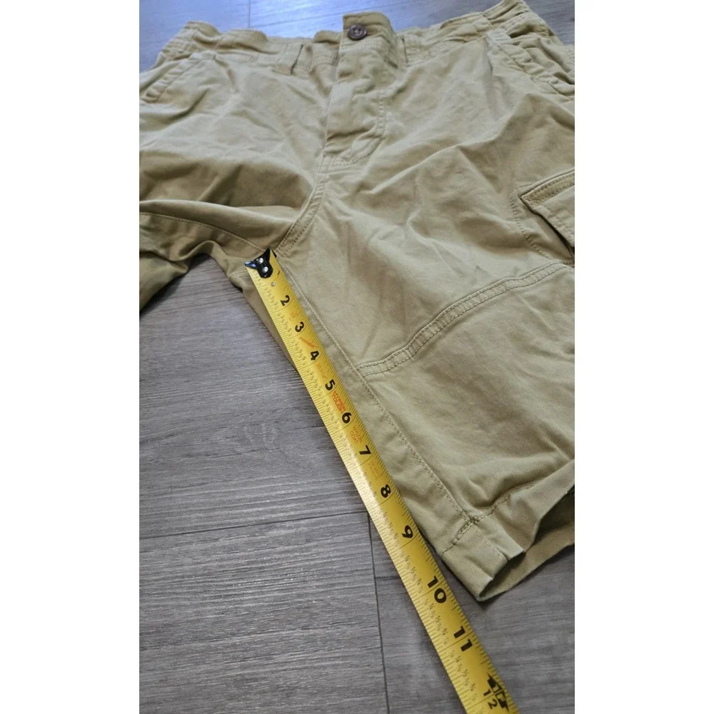 American Eagle Cargo Shorts Mens 32 Khaki Beige Longer Length Y2K Extreme Flex